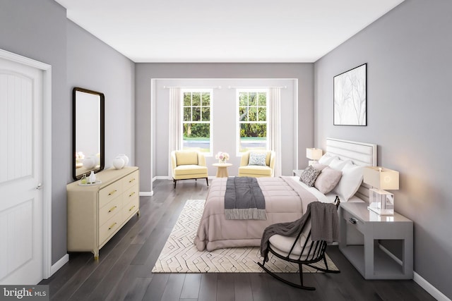 bedroom featuring dark hardwood / wood-style flooring