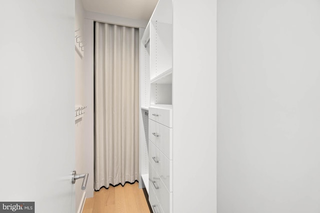 hallway with hardwood / wood-style floors