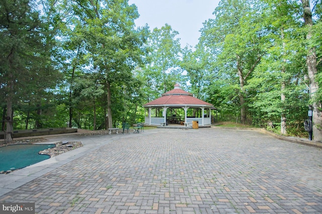 exterior space with a gazebo