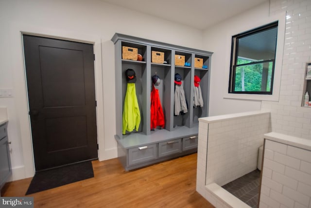 mudroom featuring light wood finished floors