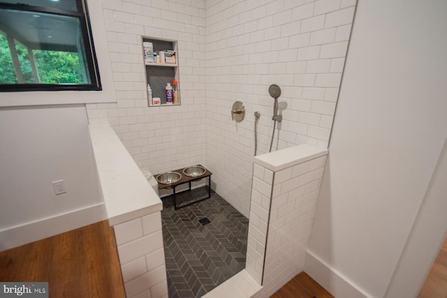 bathroom featuring walk in shower