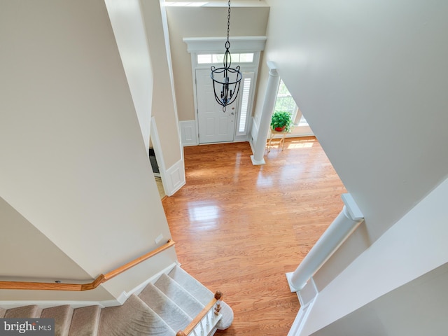 foyer with light hardwood / wood-style flooring