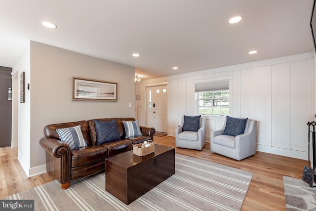 living room featuring light hardwood / wood-style floors