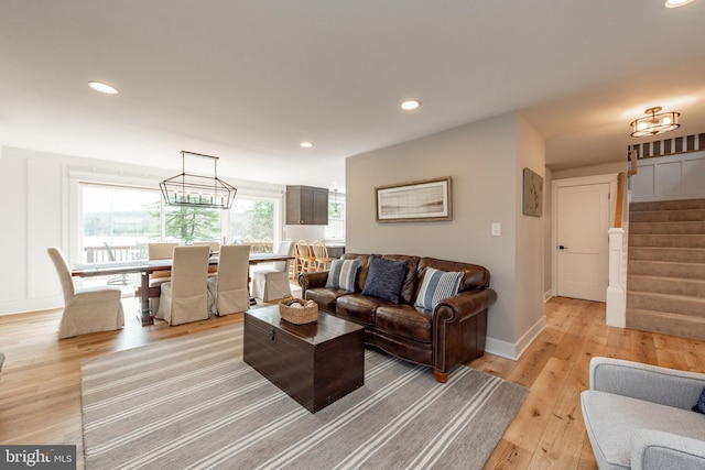 living room featuring light hardwood / wood-style flooring