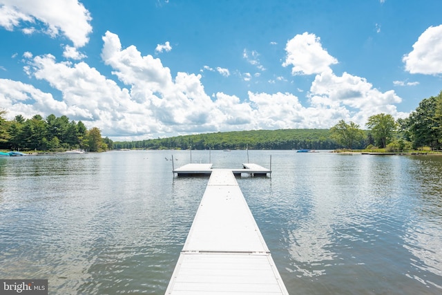 view of dock featuring a water view