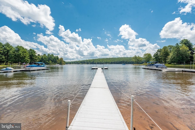 view of dock featuring a water view