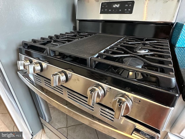 details featuring stainless steel gas stove