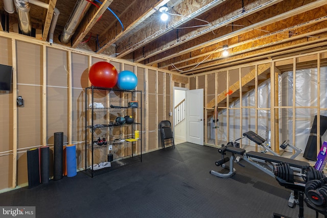 exercise room with concrete floors