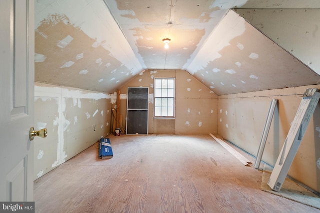 additional living space with vaulted ceiling and hardwood / wood-style floors