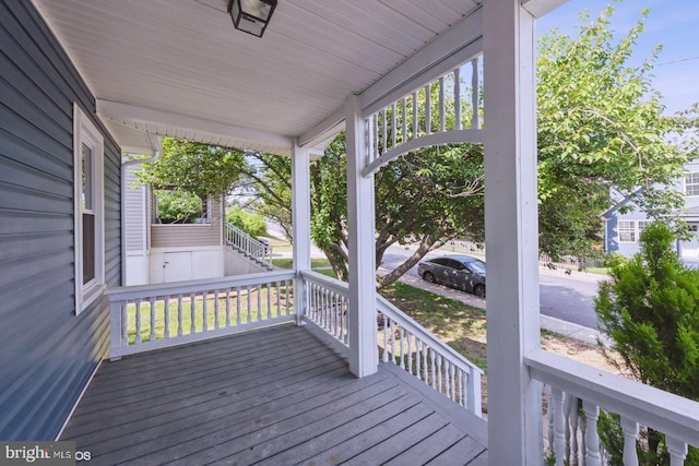 deck featuring a porch