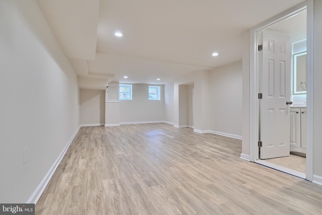 interior space with light hardwood / wood-style floors