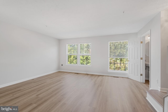 unfurnished room featuring light wood-type flooring