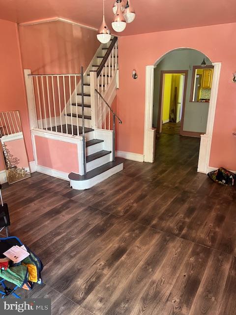 stairway with wood-type flooring