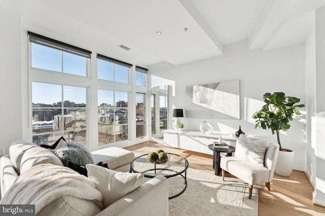 living room featuring light wood-type flooring