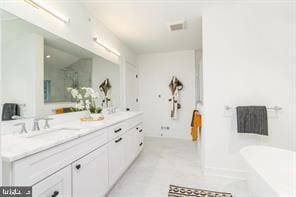 bathroom featuring vanity and a bathing tub