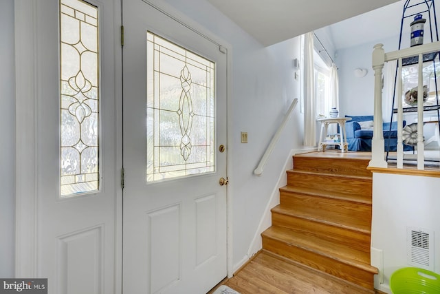 doorway featuring light wood-type flooring