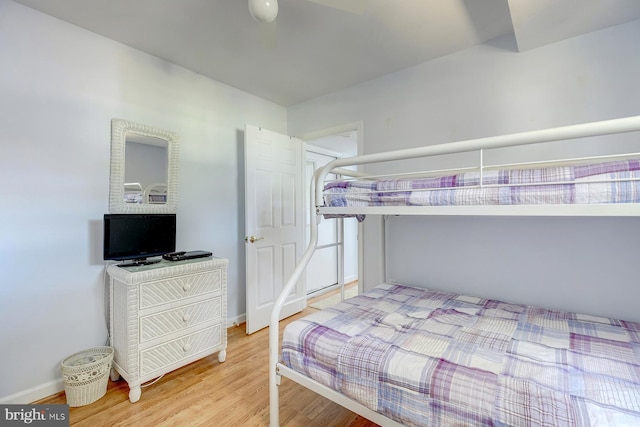 bedroom with light hardwood / wood-style floors