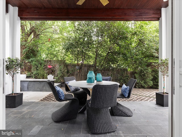 view of patio with ceiling fan