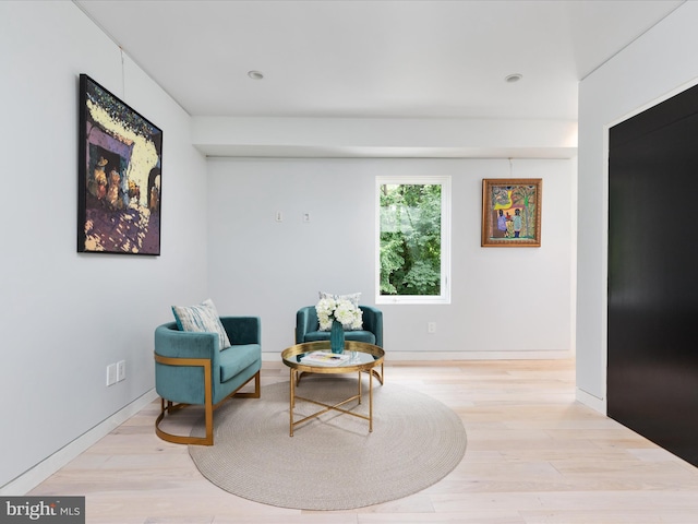 living area featuring light hardwood / wood-style flooring