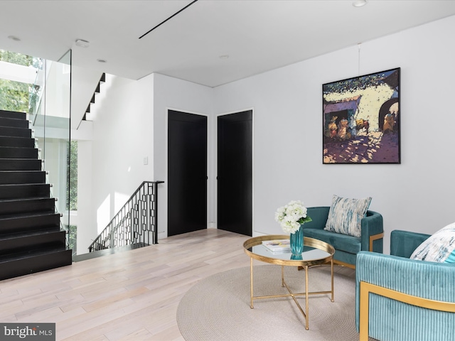 living room with light wood-type flooring