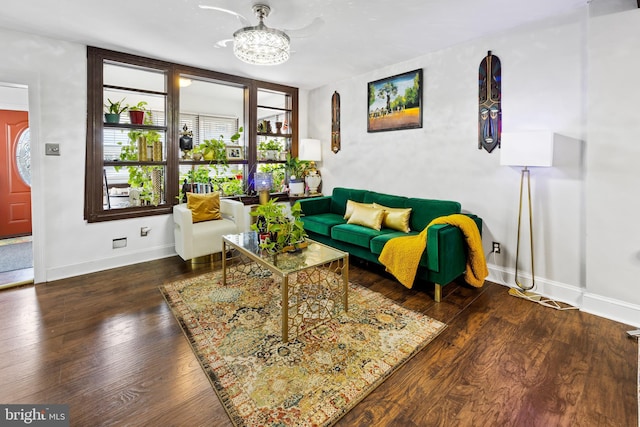844 Cumberland St, Gloucester City, NJ 08030 - living area with dark wood-style floors and baseboards
