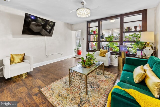 living room featuring wood-type flooring