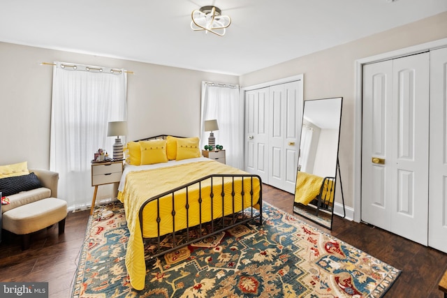 844 Cumberland St, Gloucester City, NJ 08030 - bedroom featuring dark wood-style floors and two closets