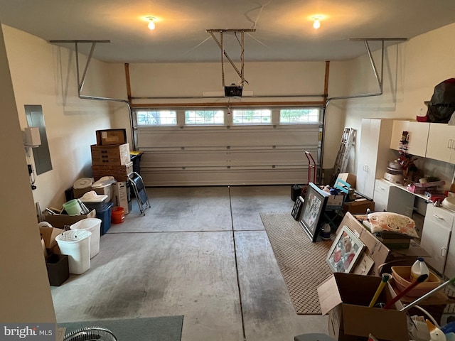 garage with a garage door opener