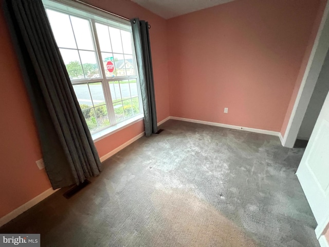 carpeted spare room featuring plenty of natural light