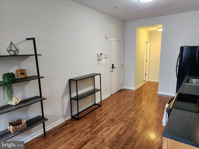 interior space featuring sink and hardwood / wood-style flooring