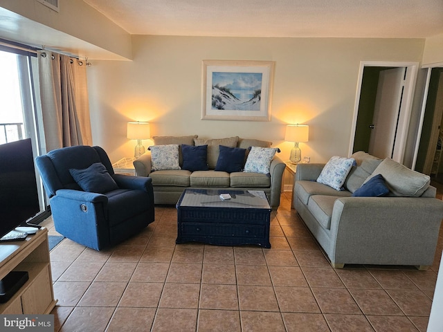 view of tiled living room