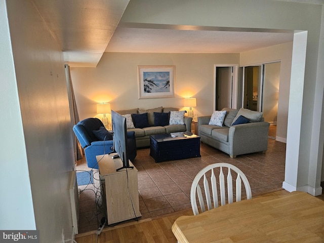 living room with hardwood / wood-style floors