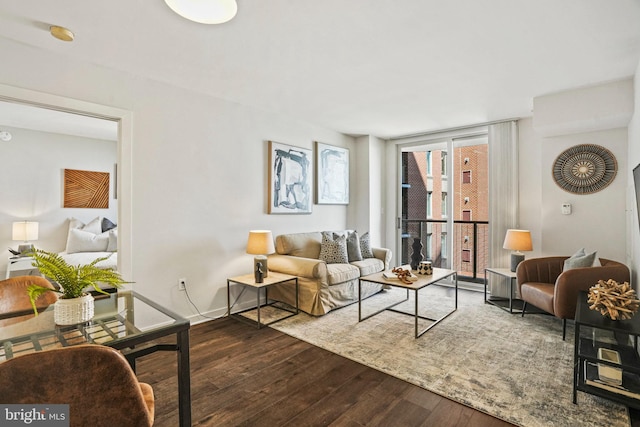 living room with hardwood / wood-style flooring