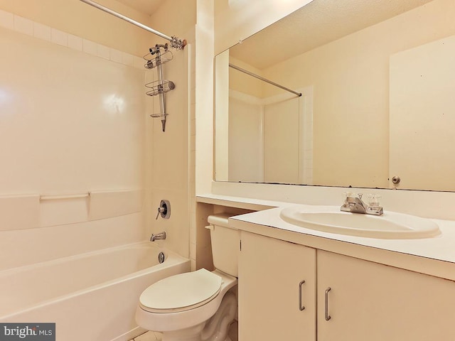 full bathroom featuring  shower combination, toilet, and vanity