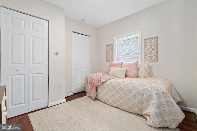 bedroom featuring dark hardwood / wood-style floors