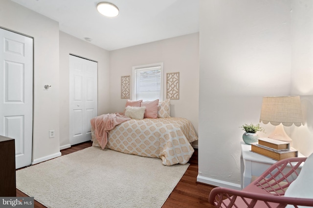 bedroom featuring dark hardwood / wood-style floors