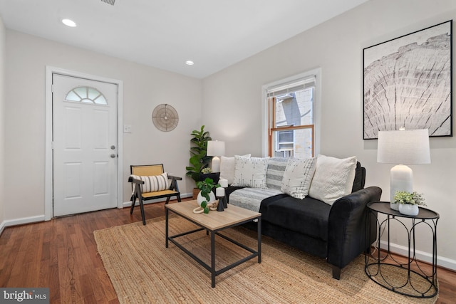 living room with wood-type flooring