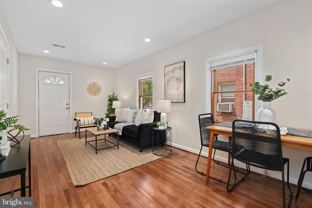 living room with wood-type flooring