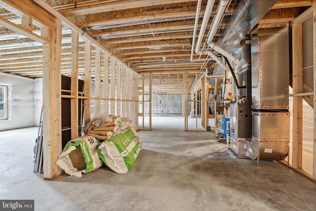 basement with heating unit