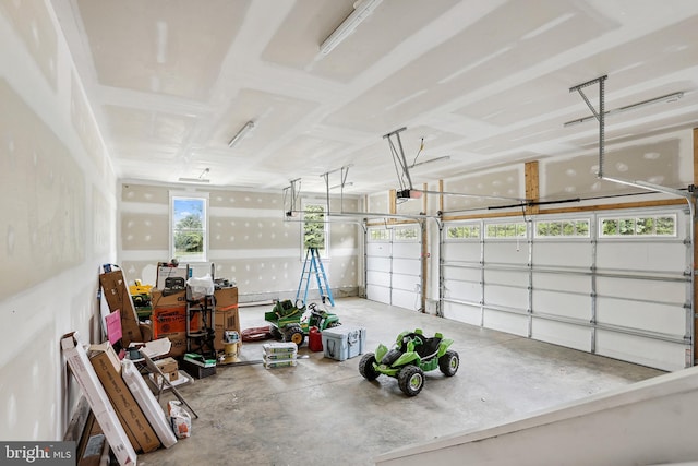 garage with a garage door opener