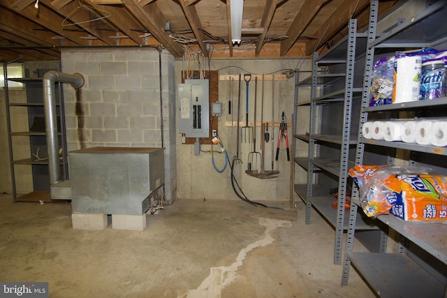 basement with electric panel