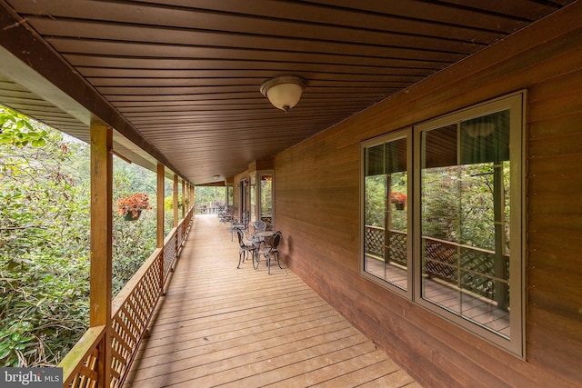 deck featuring covered porch