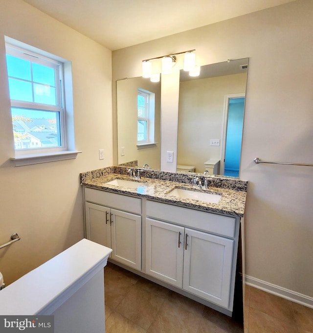 bathroom with toilet and vanity