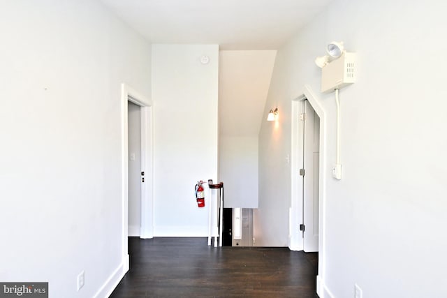 hall featuring dark wood-type flooring