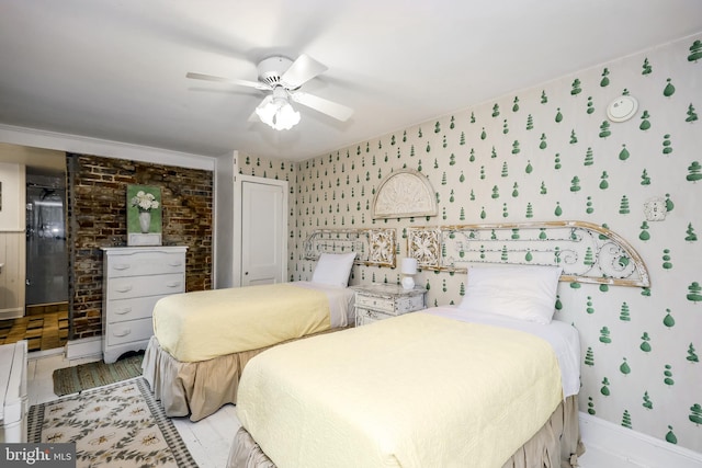 bedroom featuring ceiling fan and light hardwood / wood-style floors