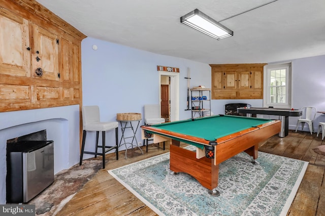 recreation room featuring billiards and dark hardwood / wood-style floors