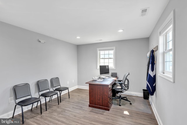 8504 Miramar Rd, Pasadena, MD 21122 - office featuring wood finished floors, baseboards, and recessed lighting