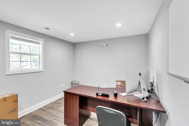 8504 Miramar Rd, Pasadena, MD 21122 - office featuring wood finished floors, baseboards, and recessed lighting