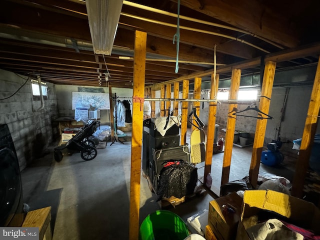 basement featuring plenty of natural light