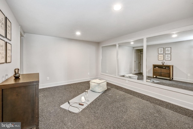 basement with carpet floors